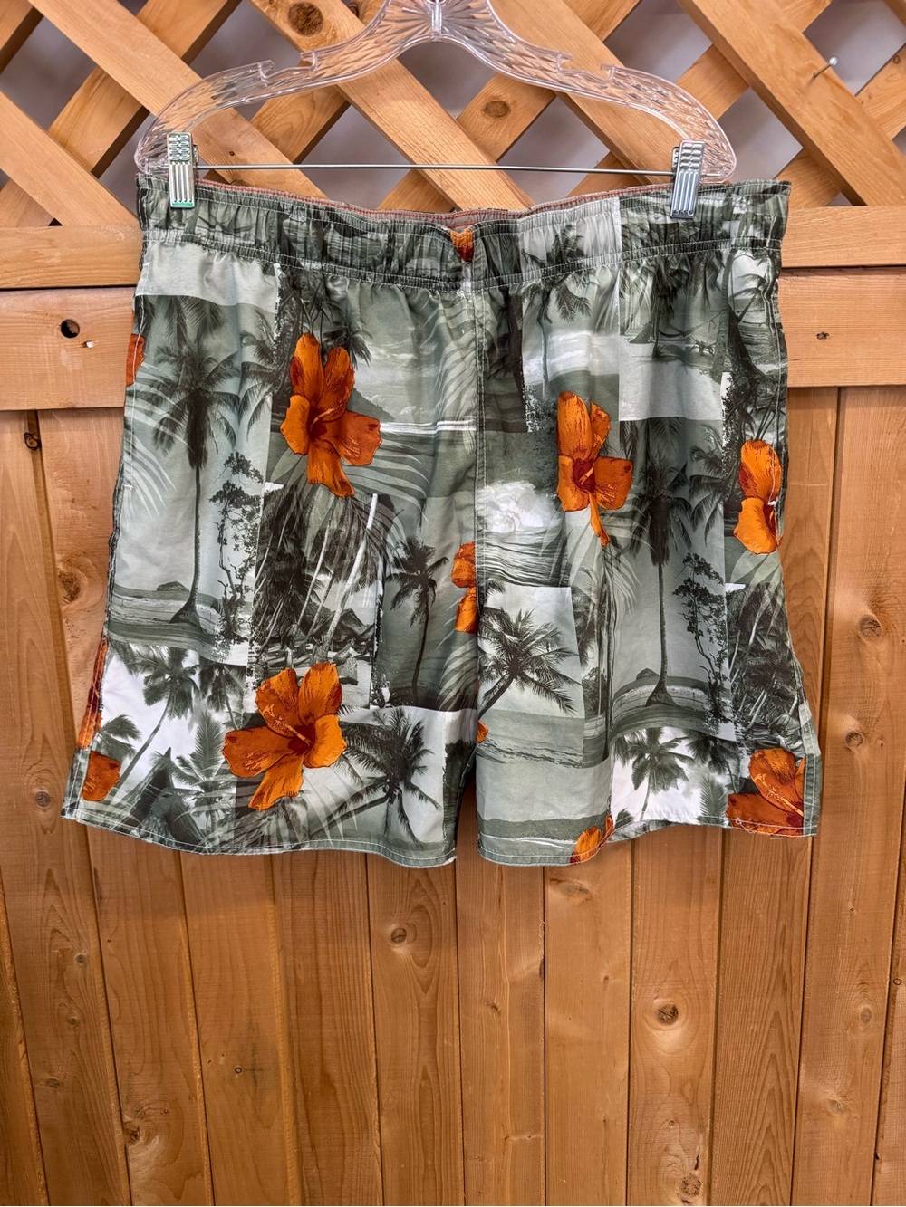 Paradise Shores Olive Tropical Swim Trunks Size XL